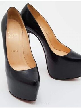 Christian Louboutin Black Leather High Platform Pumps